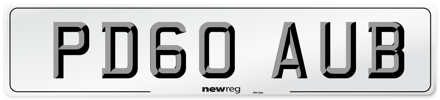 PD60 AUB Number Plate from New Reg